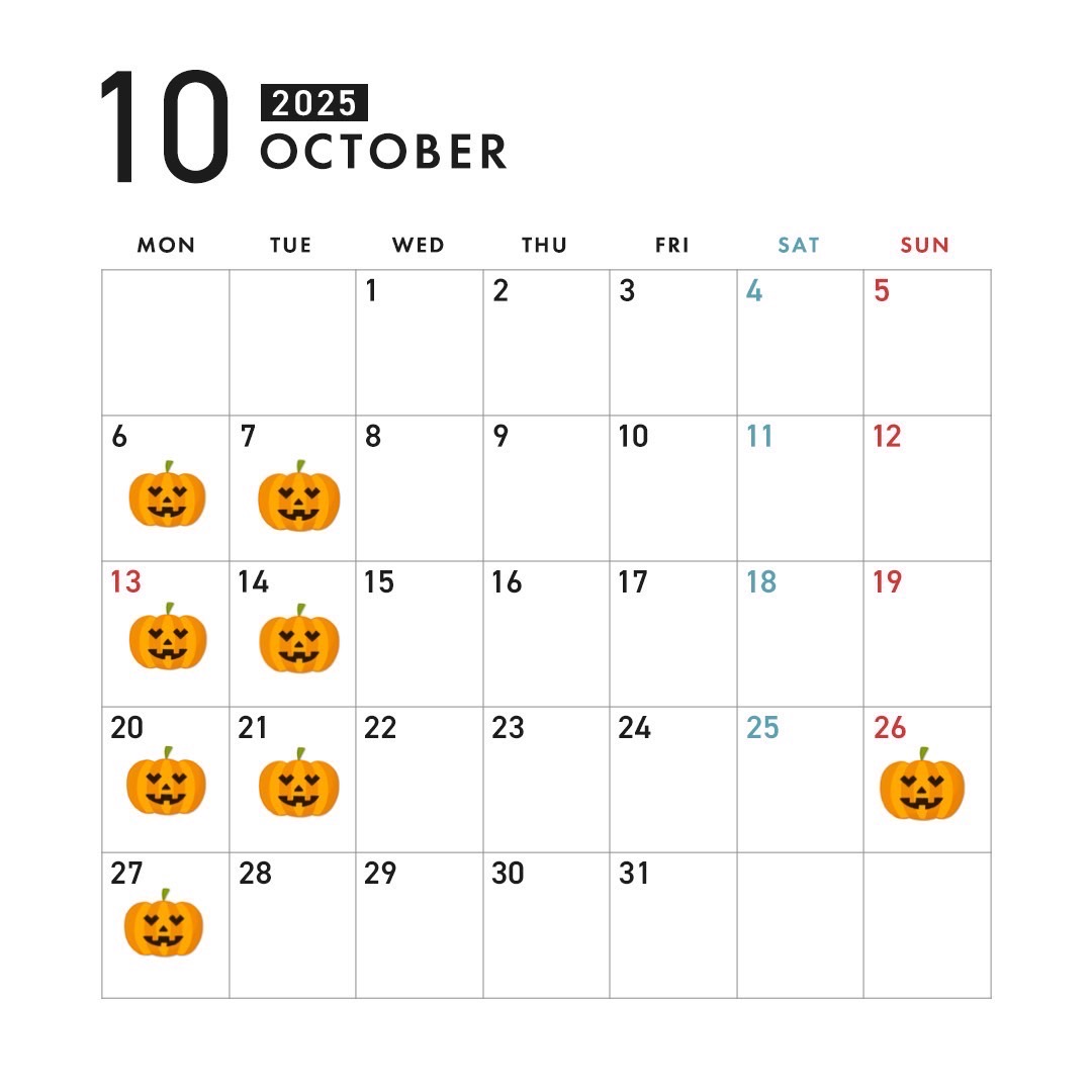 10月のカレンダー