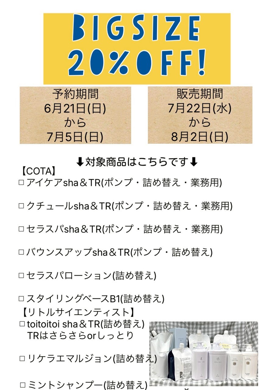 ビッグサイズ20％オフキャンペーン